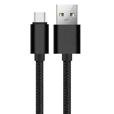 Siyah Renkli 3A USB Şarj Veri Kablosu Naylon Örgülü RoHS CE Sertifikalı