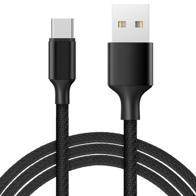 Siyah Renkli 3A USB Şarj Veri Kablosu Naylon Örgülü RoHS CE Sertifikalı