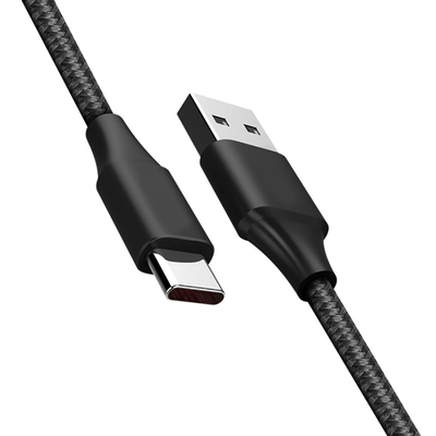 Siyah Renkli 3A USB Şarj Veri Kablosu Naylon Örgülü RoHS CE Sertifikalı