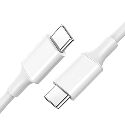 PVC Kılıflı Beyaz Renkli USB C'den C'ye Hızlı Şarj Kablosu 20V 3A 60W