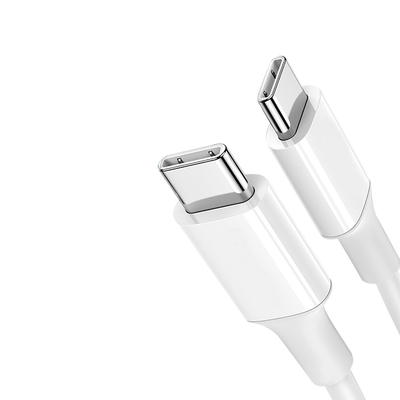 PVC Kılıflı Beyaz Renkli USB C'den C'ye Hızlı Şarj Kablosu 20V 3A 60W