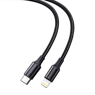 Naylon Örgülü Kapaklı Siyah Renkli USB Hızlı Şarj Kablosu 10Gbps Aktarım Hızı