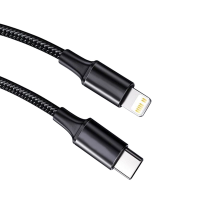 Naylon Örgülü Kapaklı Siyah Renkli USB Hızlı Şarj Kablosu 10Gbps Aktarım Hızı