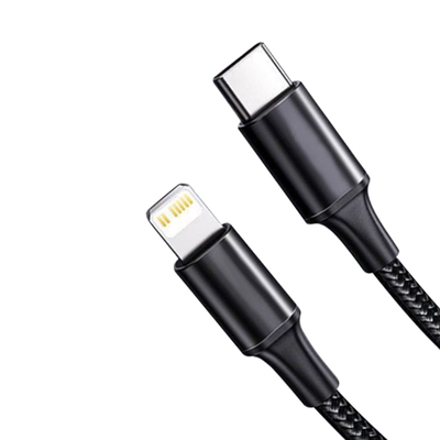 Naylon Örgülü Kapaklı Siyah Renkli USB Hızlı Şarj Kablosu 10Gbps Aktarım Hızı