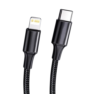Naylon Örgülü Kapaklı Siyah Renkli USB Hızlı Şarj Kablosu 10Gbps Aktarım Hızı