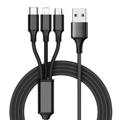 3'ü 1 Arada 2.4A USB Şarj Veri Kablosu Tip C Çok Bağlantı Noktalı İşlev OEM ODM