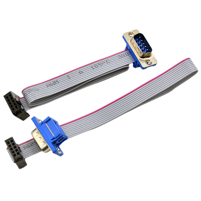 Panel Montajı için OEM 2.54 Mm Pitch Şerit Kablo IDC DB9 Erkek Dişi