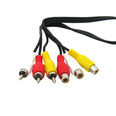 Erkek Kadın Video Ses Kabloları, Ses Hoparlörü Projektörü İçin 3 Rca AV Kablosu