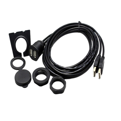 Araba Motosiklet için su geçirmez USB2.0 Çift USB Bağlantı Noktası Kablosu 1 Metre
