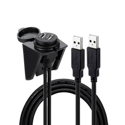 Araba Motosiklet için su geçirmez USB2.0 Çift USB Bağlantı Noktası Kablosu 1 Metre
