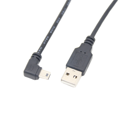 Sağ Açılı Konnektörlü USB 2.0 Erkek USB Şarj Veri Kablosu Mini