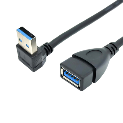 USB 3.0 Erkek - Dişi Adaptörlü 90 Derece Dik Açı USB Şarj Veri Kablosu