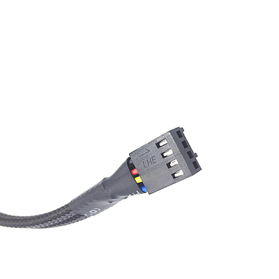Bylon Koruması 2.54mm Pitch 4 Pin Kablo Bağlantıları 30cm Uzunluk Siyah Renk Bilgisayar Fanı için