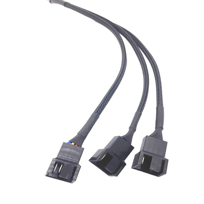Bylon Koruması 2.54mm Pitch 4 Pin Kablo Bağlantıları 30cm Uzunluk Siyah Renk Bilgisayar Fanı için