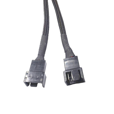 Bylon Koruması 2.54mm Pitch 4 Pin Kablo Bağlantıları 30cm Uzunluk Siyah Renk Bilgisayar Fanı için