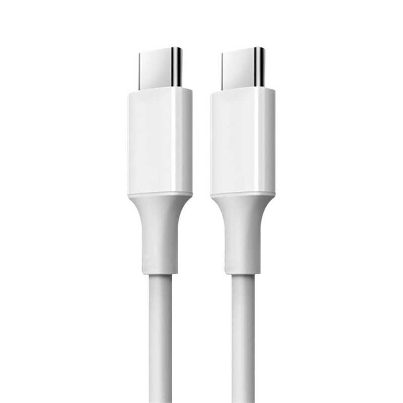 PVC Kılıflı Beyaz Renkli USB C'den C'ye Hızlı Şarj Kablosu 20V 3A 60W
