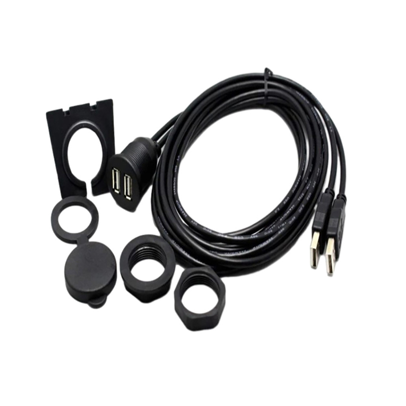 Araba Motosiklet için su geçirmez USB2.0 Çift USB Bağlantı Noktası Kablosu 1 Metre