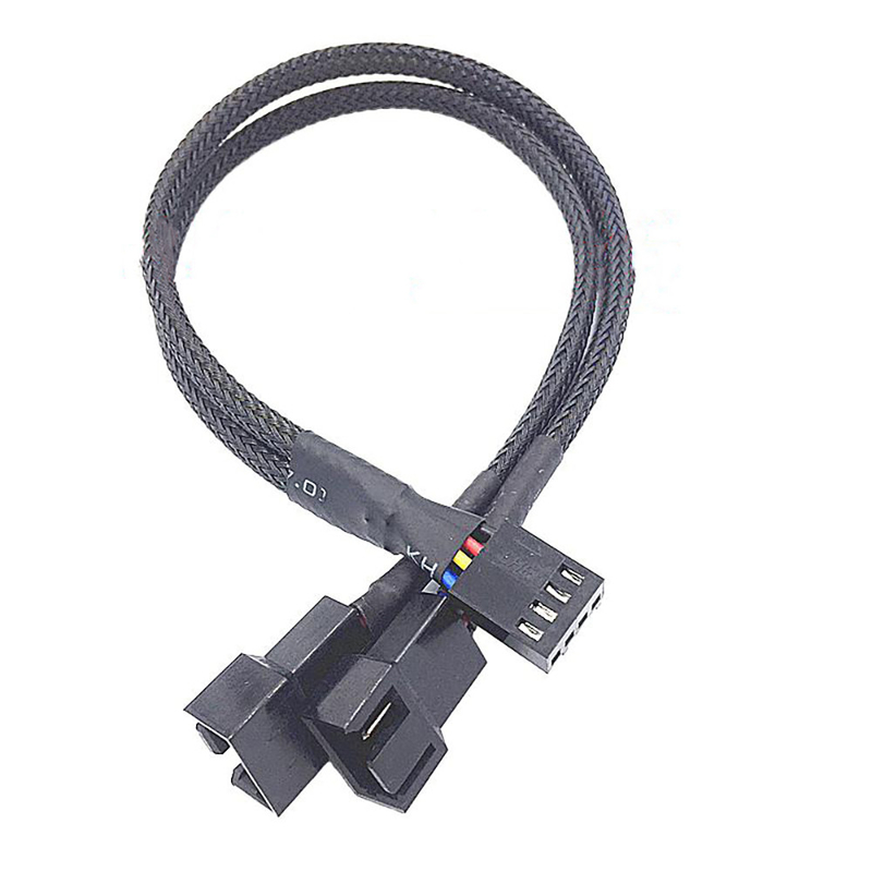 Bylon Koruması 2.54mm Pitch 4 Pin Kablo Bağlantıları 30cm Uzunluk Siyah Renk Bilgisayar Fanı için
